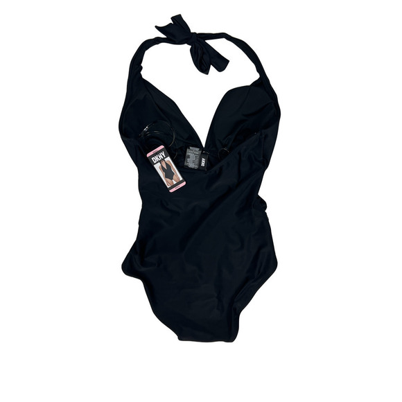 DKNY Women's One Piece Tummy Control Halter Neckline Swimsuit S NWT $118 - Picture 4 of 4